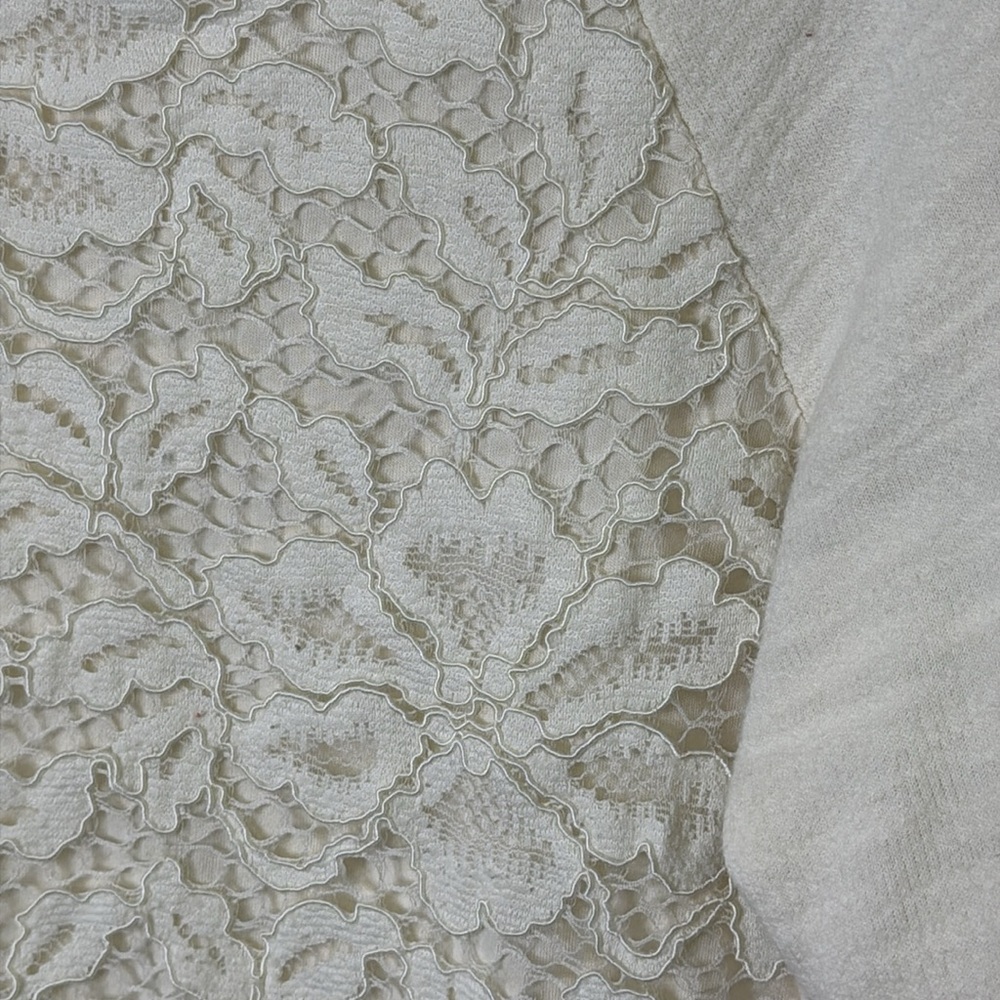 LOFT Cream Lace Front Sweater - Picture 6 of 8